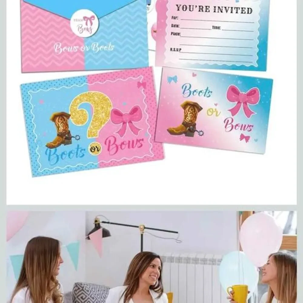 12Pcs Gender Reveal Party invitation Cards with Envelopes and Gender Reveal